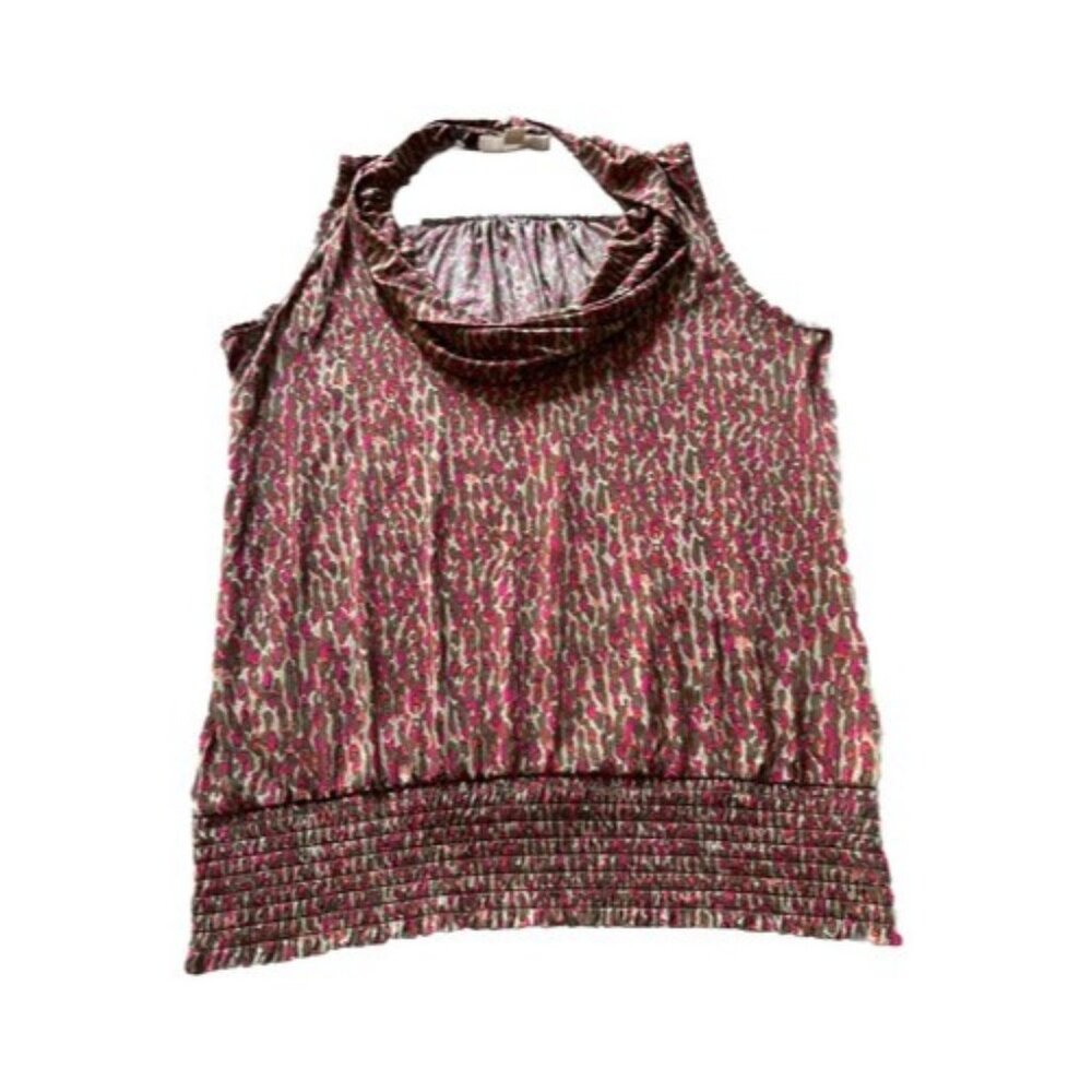 Michael Kors Top Women Top Smocked Elastic Waist Sleeveless Colorful Size Large